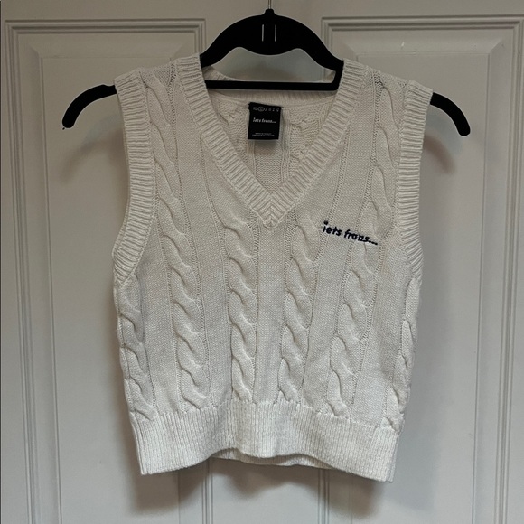 iets frans white cable knit cotton vest size large from urban outfitters - Picture 2 of 4